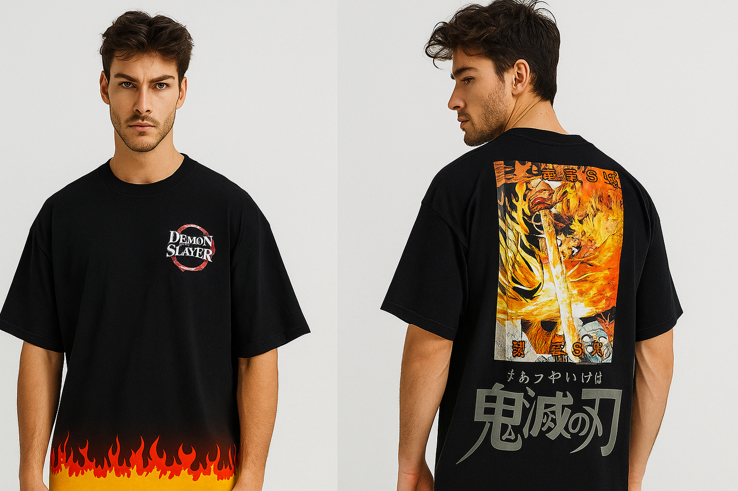 Demon Slayer Rengoku Flame Edition Oversized T-Shirt – Anime Streetwear Exclusive