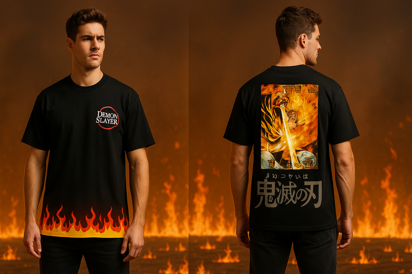 Demon Slayer Rengoku Flame Edition Oversized T-Shirt – Anime Streetwear Exclusive